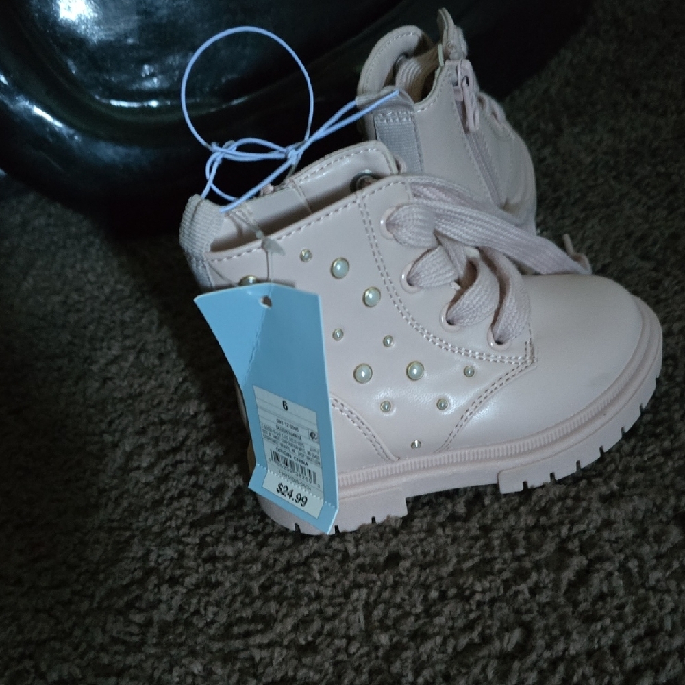 Pink Kids Boots with Studded Design